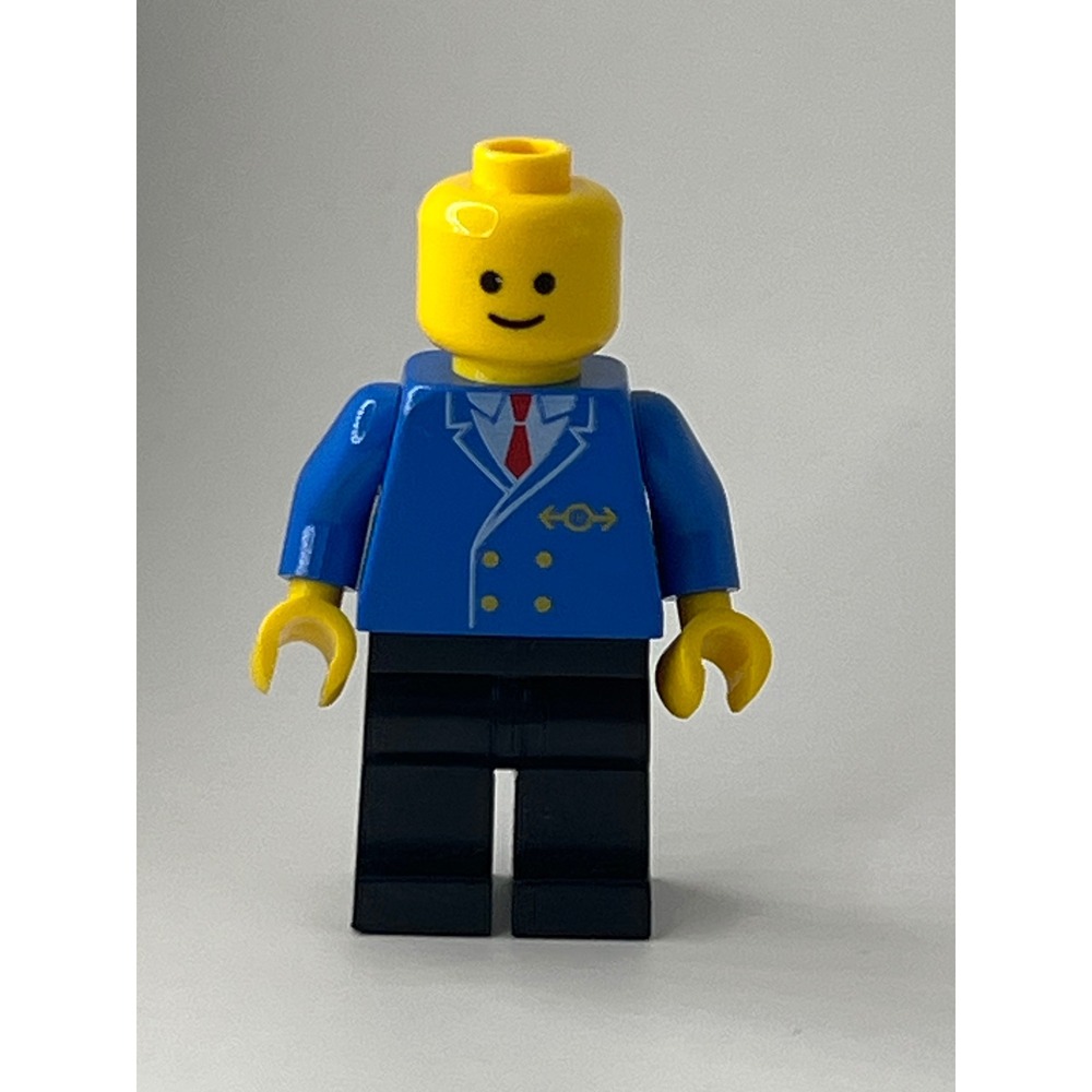 LEGO Train Conductor Minifigure trn045 Blue Jacket Red Tie Hat Vintage City - Picture 4 of 7